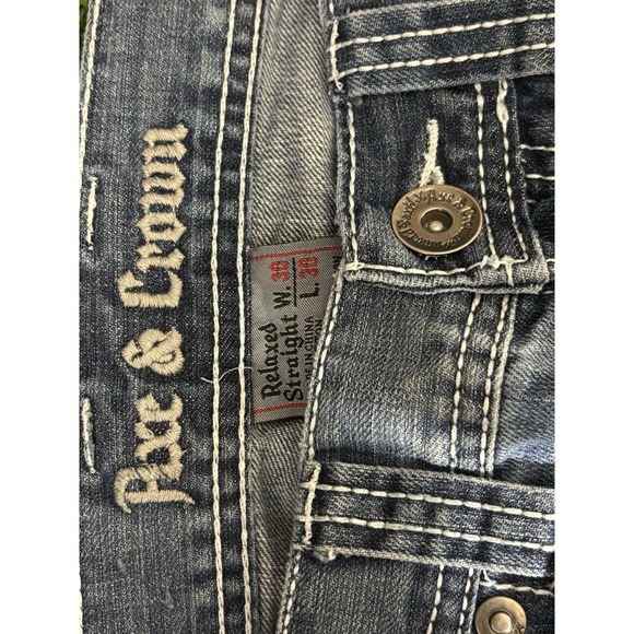 Axe & Crown Men's Jeans 38x30 Relaxed Straight Distressed Blue Denim - Picture 6 of 6